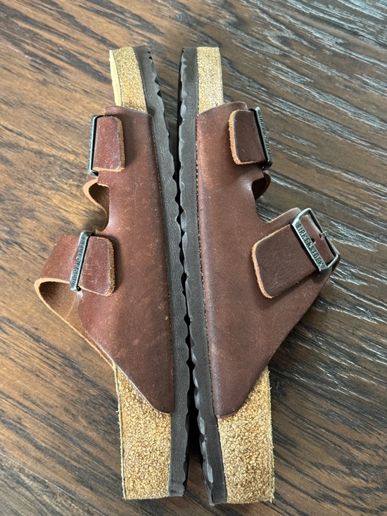 Birkenstock Brown Leather Two-Strap Men's Sandals, Sz 9, Like New - Picture 14 of 16